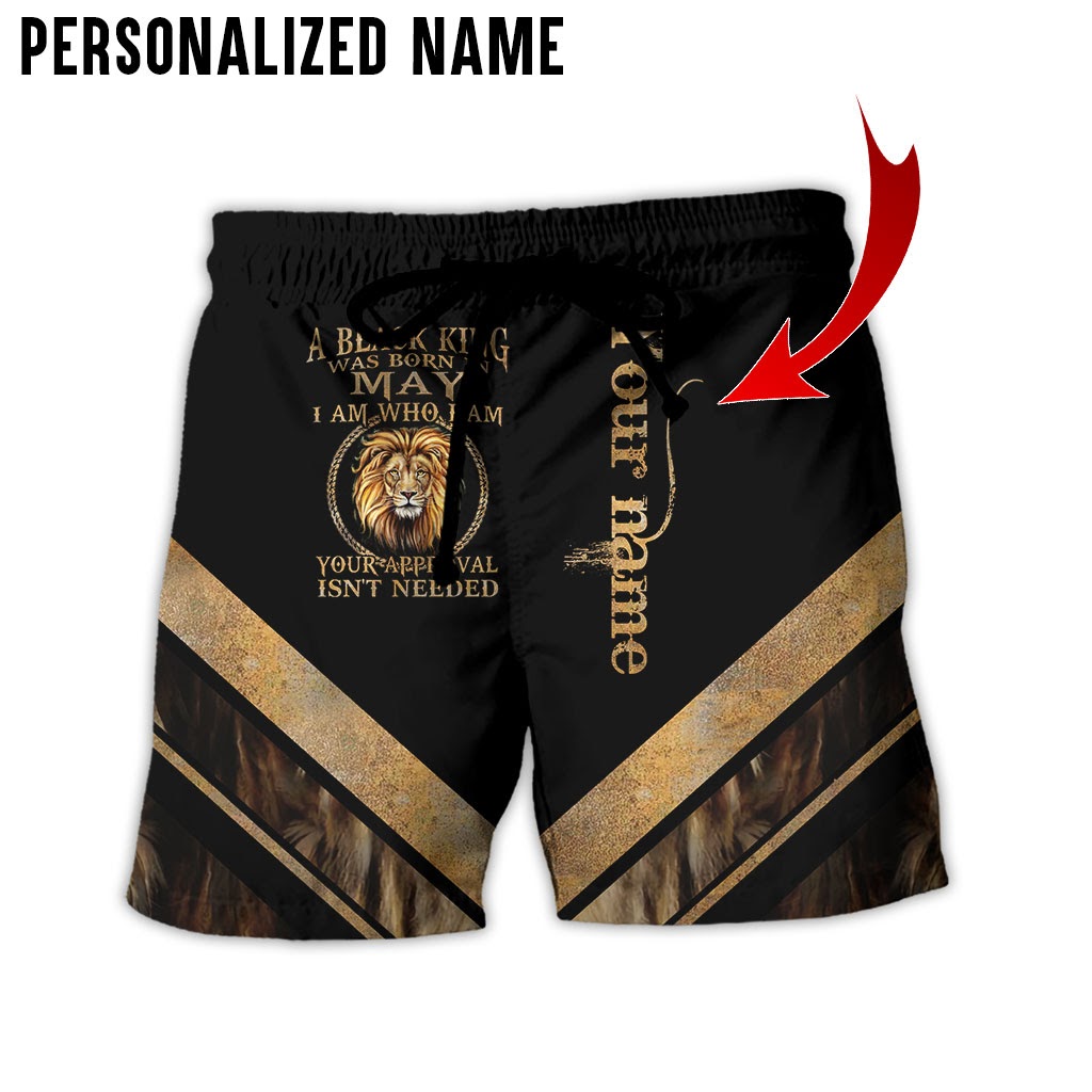 Personalized Name Lion Black King Was Born In May 3D Full Print Clothes 5