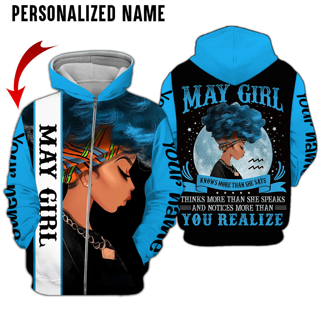 Personalized Name May Girl Know More Than She Says 3D Full Print Shirts 1