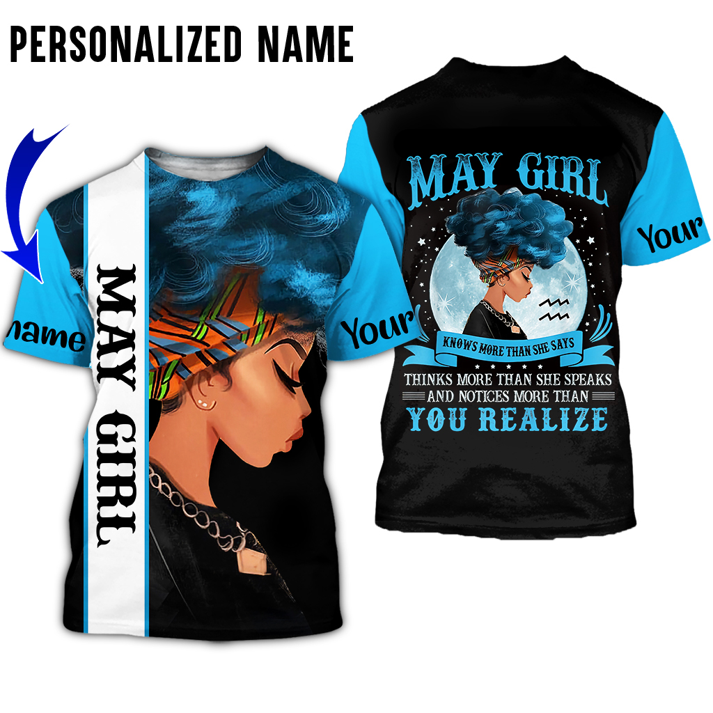 Personalized Name May Girl Know More Than She Says 3D Full Print Shirts 3