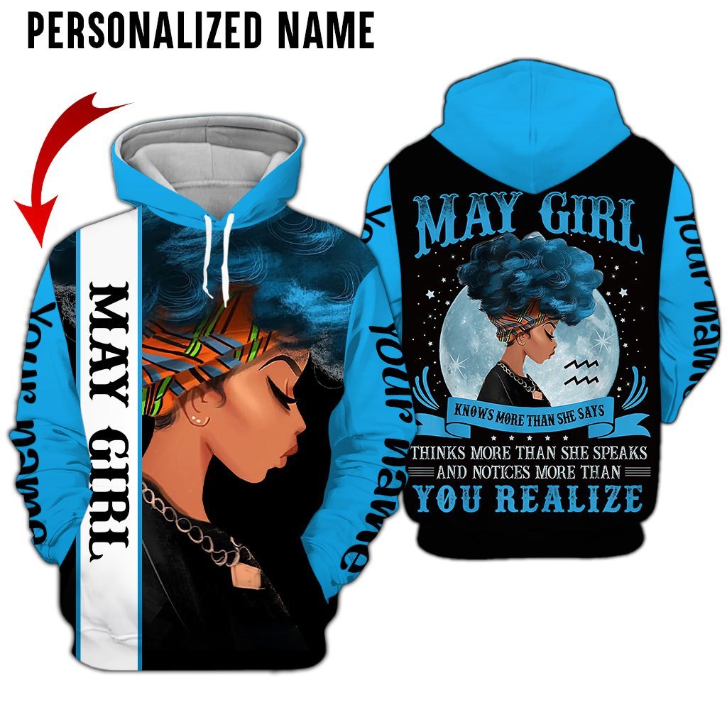 Personalized Name May Girl Know More Than She Says 3D Full Print Shirts