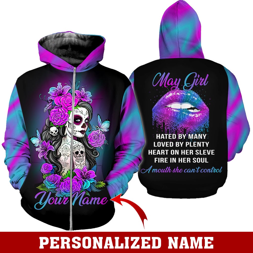 Personalized Name Sugar Skull May Girl 3D Full Print Clothes 1