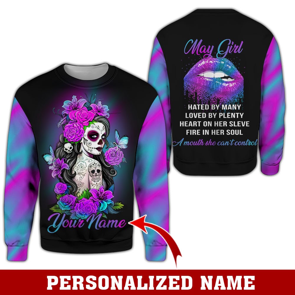 Personalized Name Sugar Skull May Girl 3D Full Print Clothes 2 1