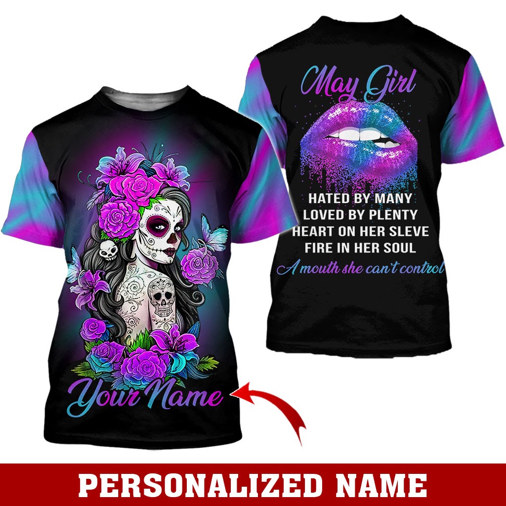Personalized Name Sugar Skull May Girl 3D Full Print Clothes 3