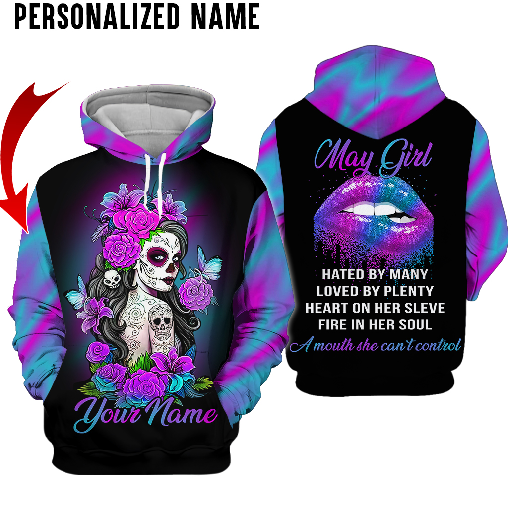 Personalized Name Sugar Skull May Girl 3D Full Print Clothes 5