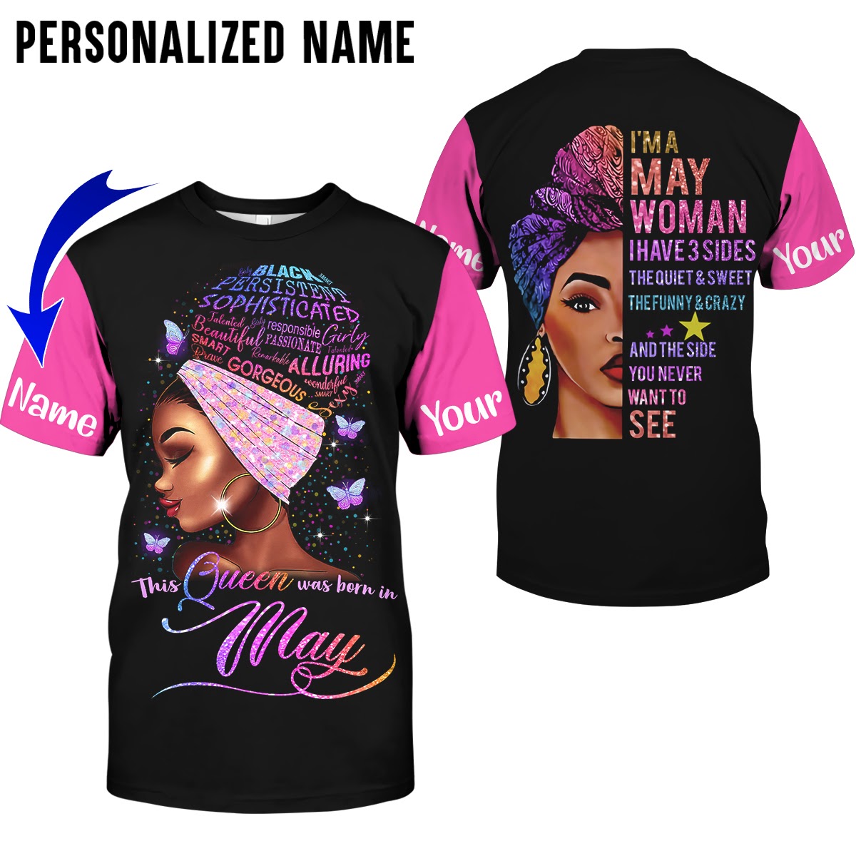 Personalized Name This Queen Was Born In May 3D Full Print Shirts 4