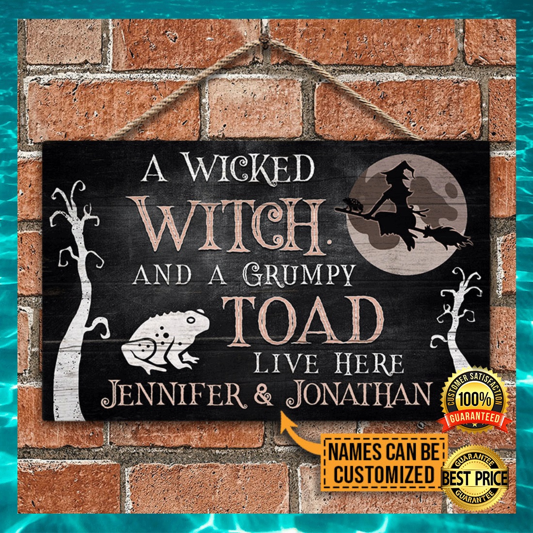 Personalized a wicked witch and a grumpy toad live here door sign 1
