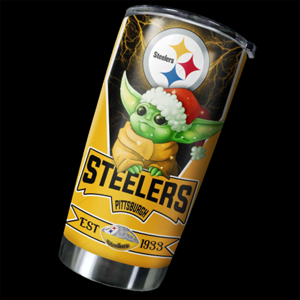 Pittsburgh Steelers NFL Christmas Baby Yoda 20oz Tumbler6