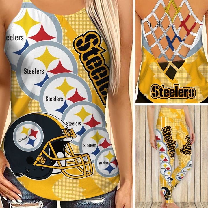 Pittsburgh steelers criss cross tank top and leggings – Teasearch3d 140521