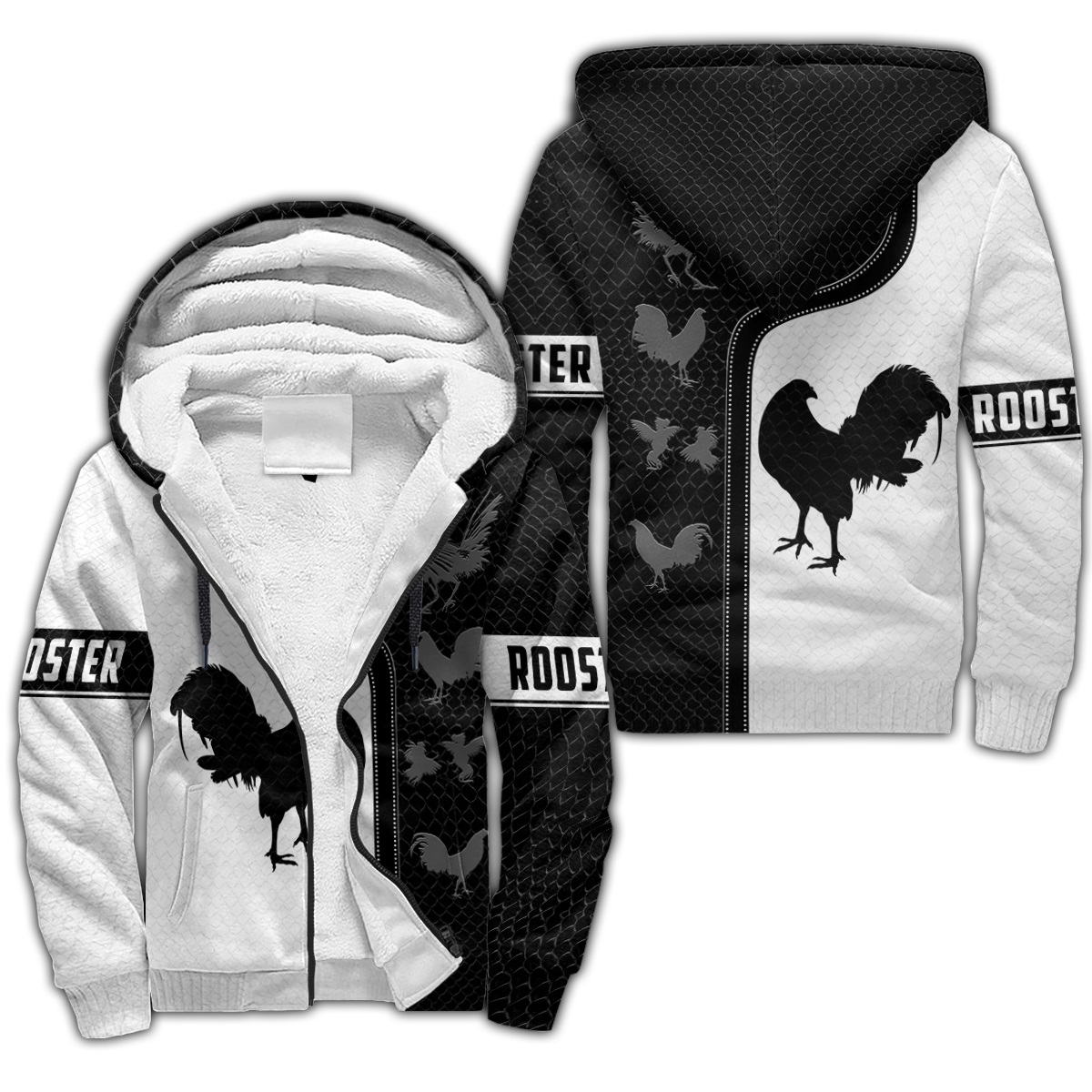 Rooster 3d all over print fleece hoodie