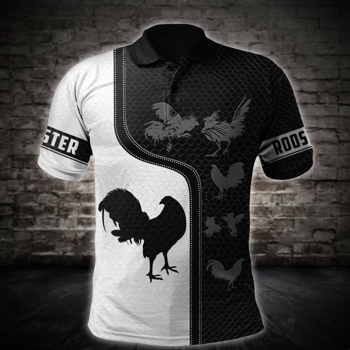 Rooster 3d all over print polo shirt