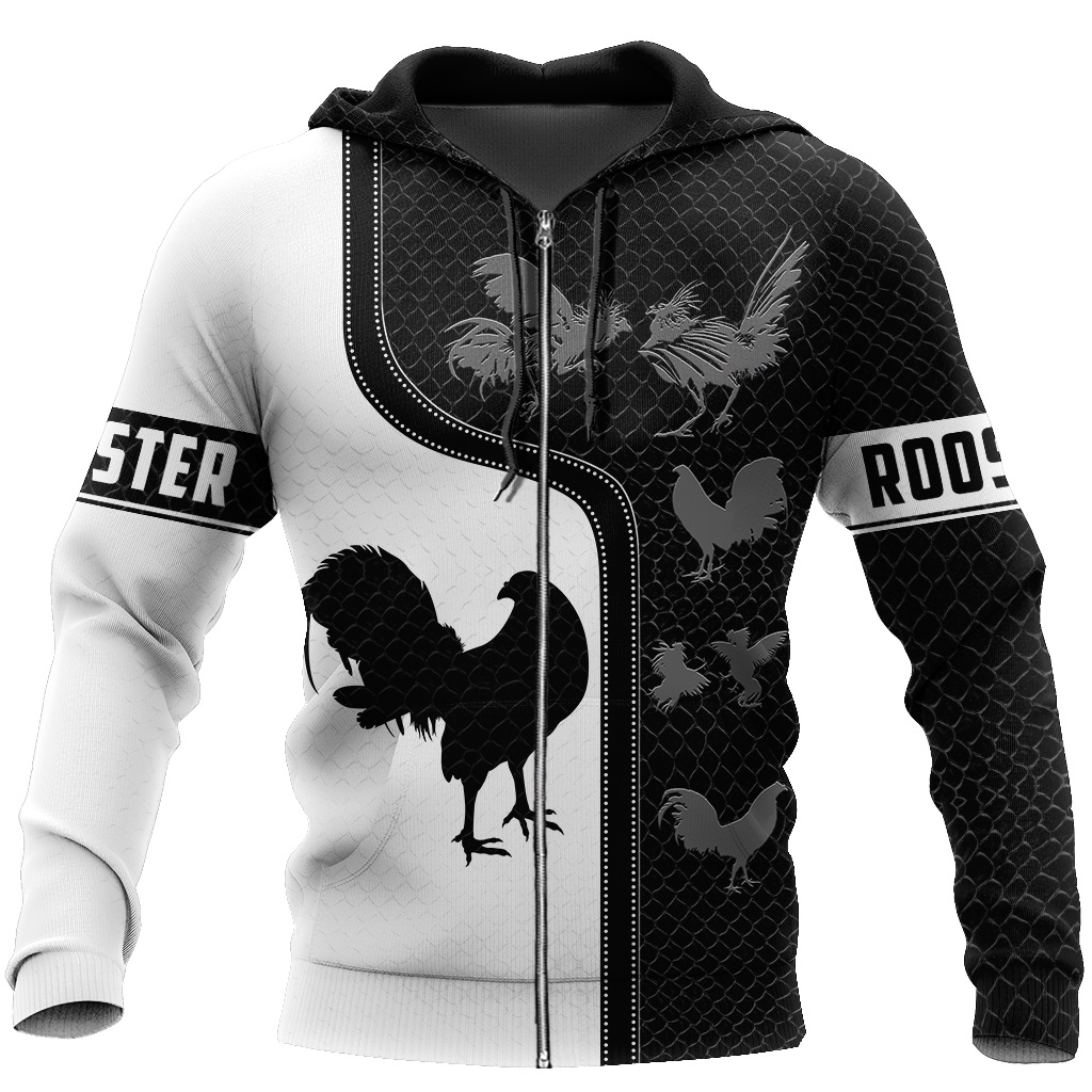 Rooster 3d all over print zip hoodie