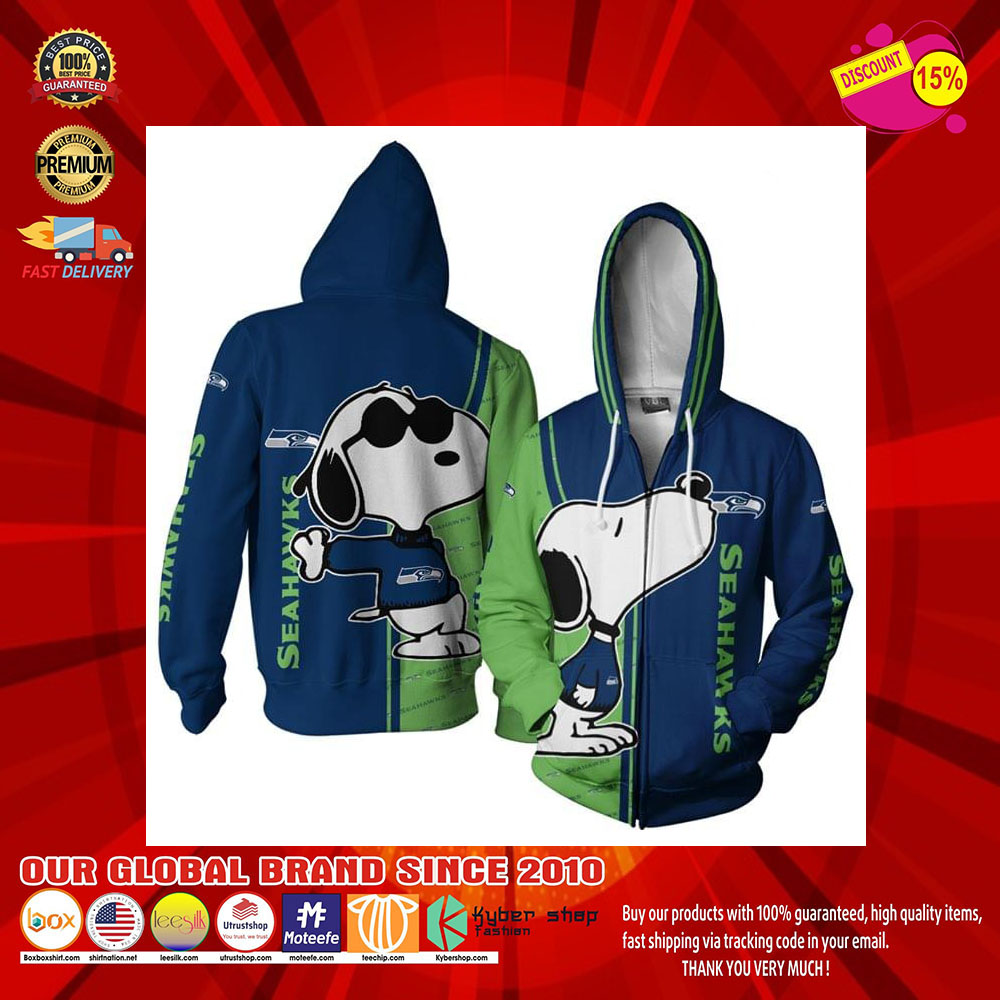 Seattle Seahawks Logo Snoopy dog 3d Over Print Hoodie6