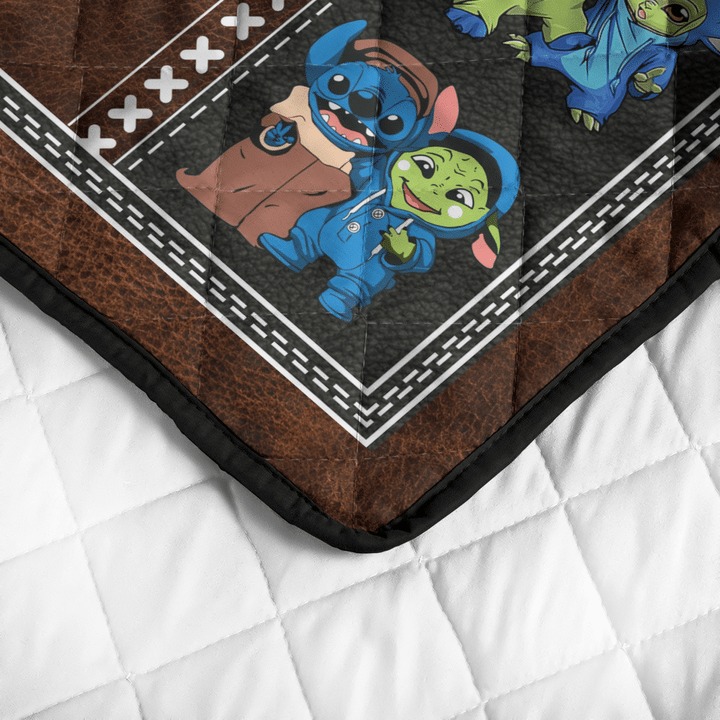 Stitch and baby Yoda friend quilt bedding set4