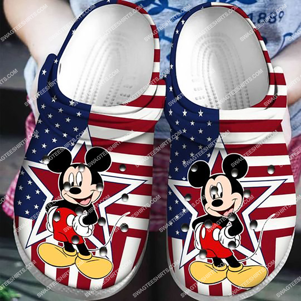 american flag and mickey mouse all over printed crocs crocband clog 2