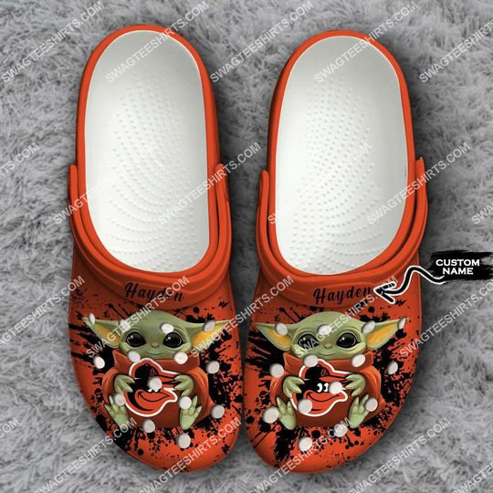 [special edition] custom baby yoda hold baltimore orioles all over printed crocs – maria