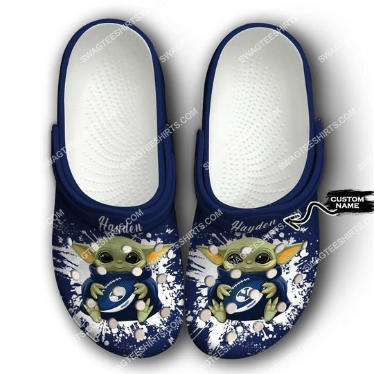[special edition] custom baby yoda hold byu cougars football all over printed crocs – maria
