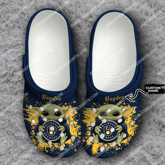[special edition] custom baby yoda hold milwaukee brewers all over printed crocs – maria