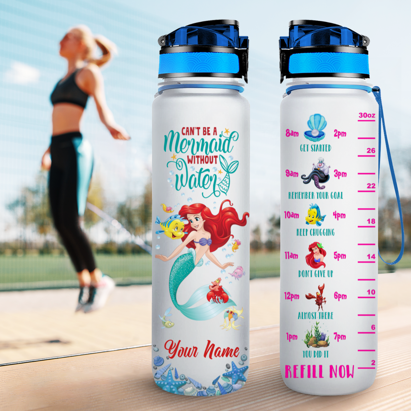 1 Cant be mermaid without water custom name water tracker bottle 4