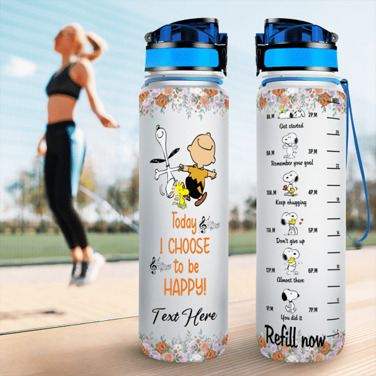 Snoopy and Charlie Brown Today I Choose to be Happy Tracker Bottle  – LIMITED EDITION