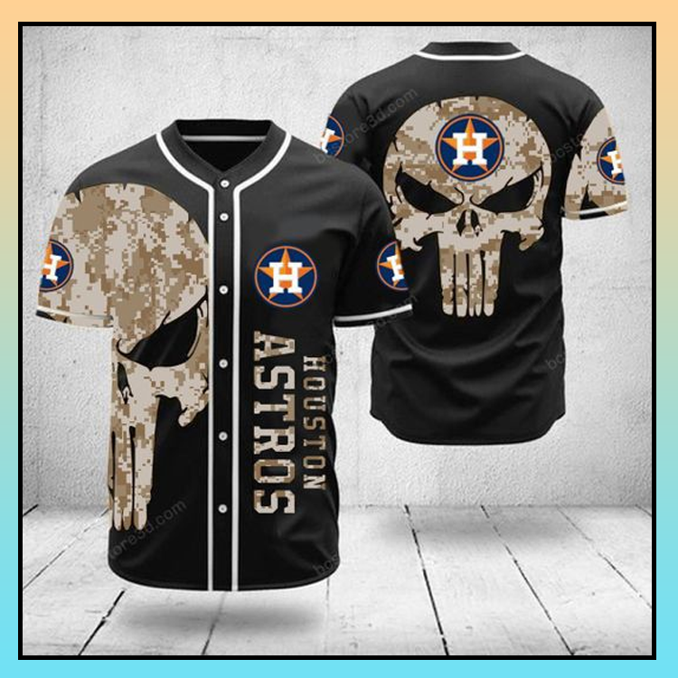 Houston Astros Punisher skull baseball jersey shirt - LIMITED