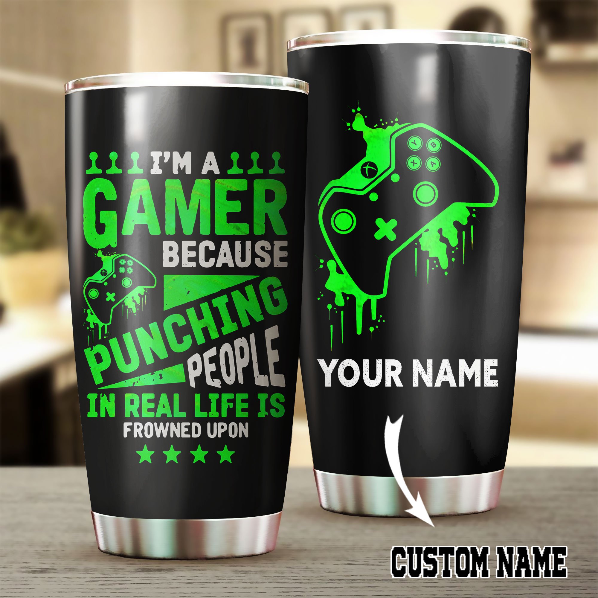Xbox I’m a gamer because punching people in real life is frowned upon custom name Tumbler  – LIMITED EDITION
