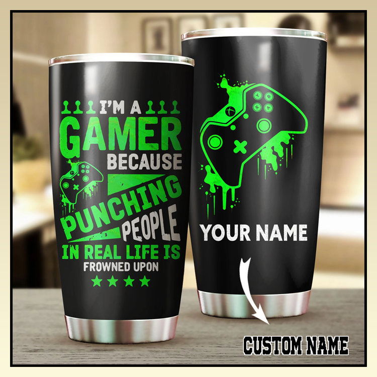 18 Xbox Im a gamer because punching people in real life is frowned upon custom name Tumbler 1