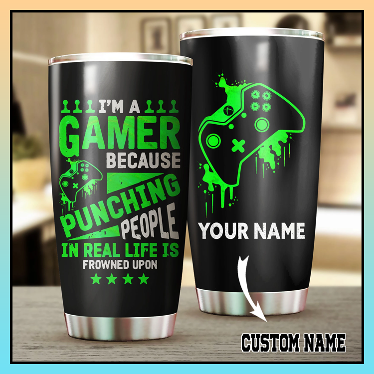 18 Xbox Im a gamer because punching people in real life is frowned upon custom name Tumbler 3