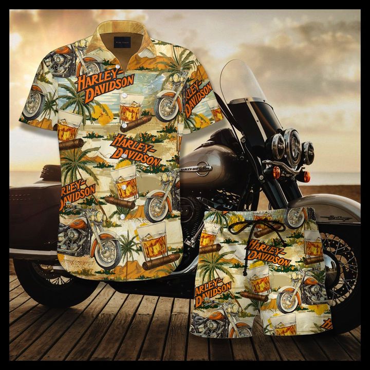 2 Harley Davidson Hawaiian shirt and short 2