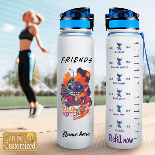 Stitch and Lilo friends custom name water tracker bottle   – LIMITED EDITION