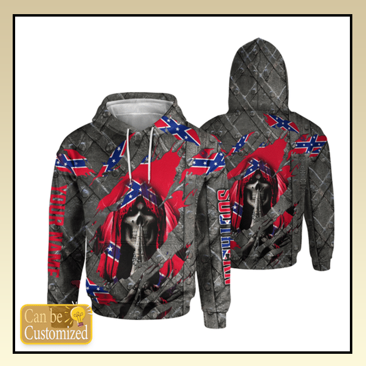 23 Skull southern confederate flag 3d over print hoodie 4