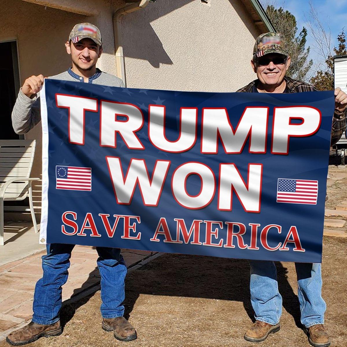 24 Trump won save america Flag 1