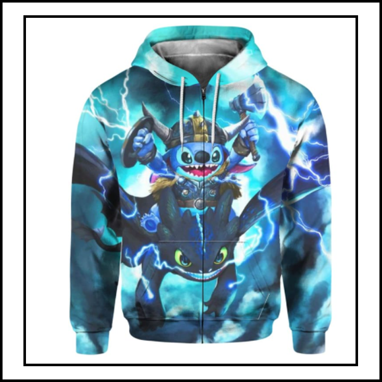 26 Stitch toothless viking all over print 3d Hoodie 4