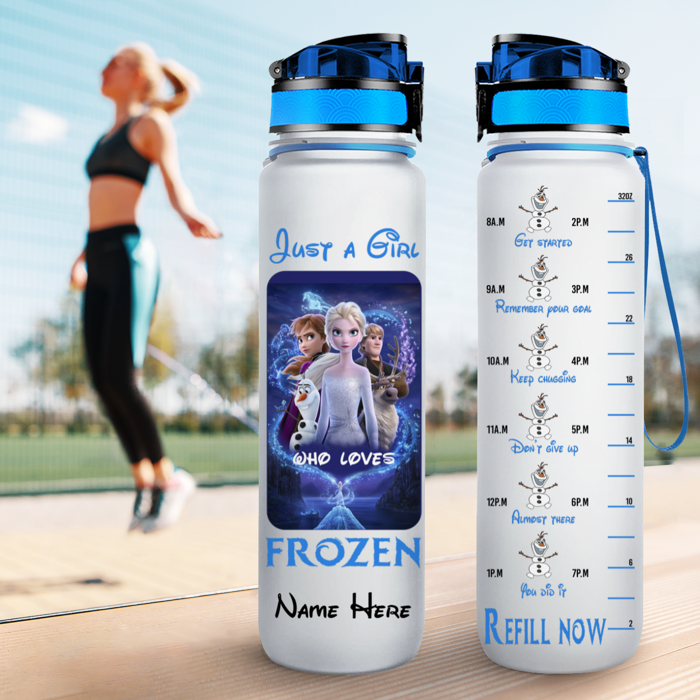 3 Just a girl who loves frozen water tracker bottle 3