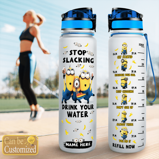 Minions Stop Slacking Drink your water tracker bottle – LIMITED EDITION