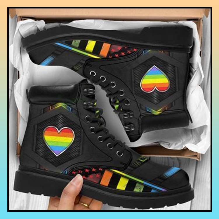 Lgbt rainbow heart timberland boots