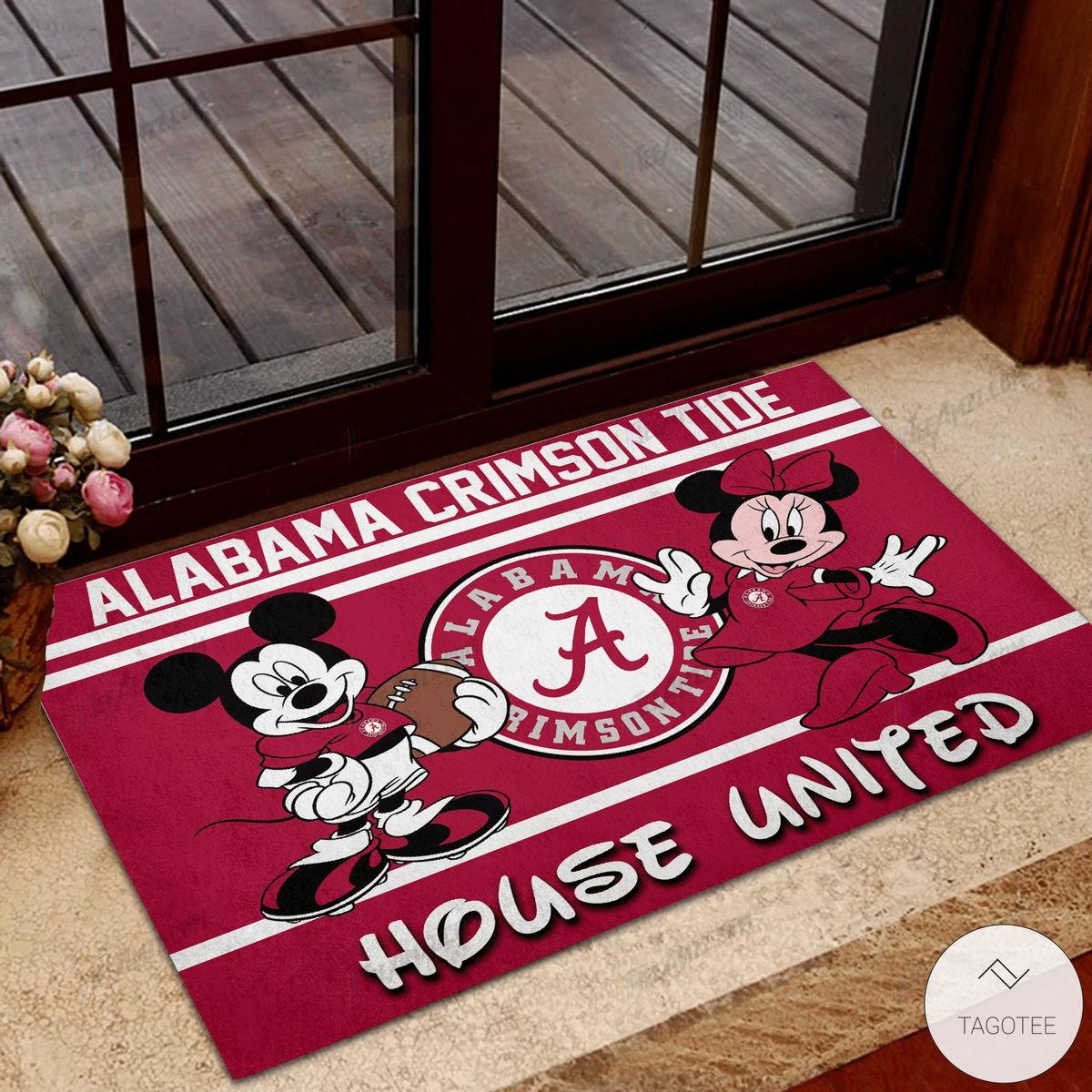 Alabama Crimson Tide House United Mickey Mouse And Minnie Mouse Doormat  – TAGOTEE
