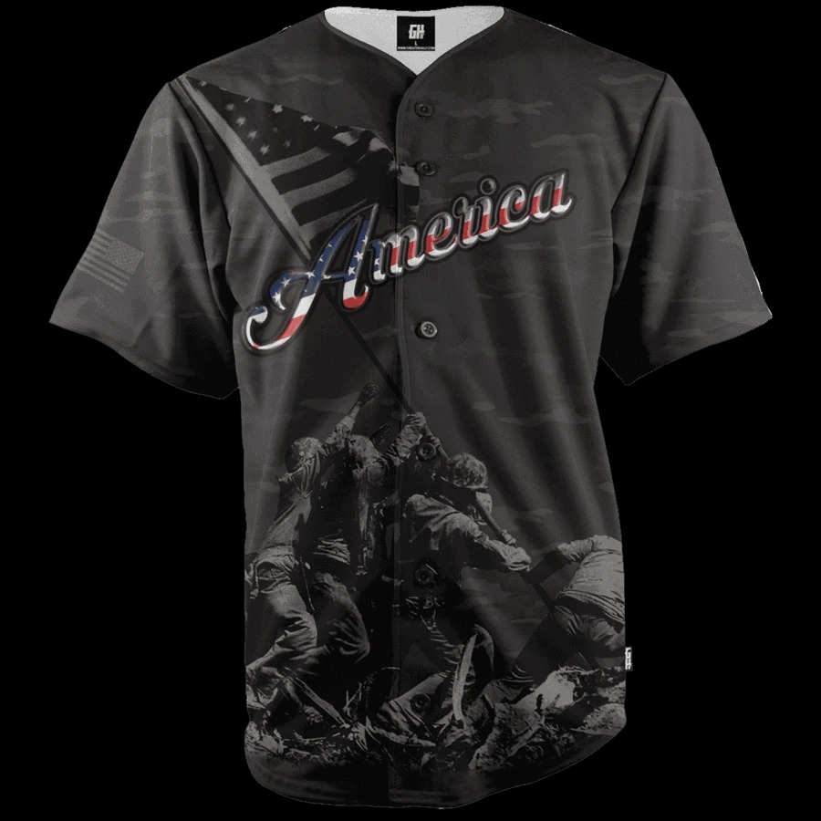 American Black Camo baseball Jersey2