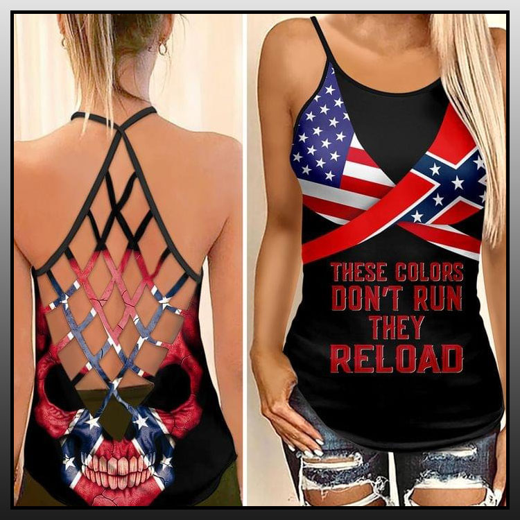American Confederate Flag These colors don’t run they reload criss cross strappy tank top – LIMITED EDITION