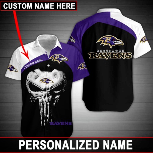 Baltimore Ravens Punisher Skull Customized Hawaiian Shirt