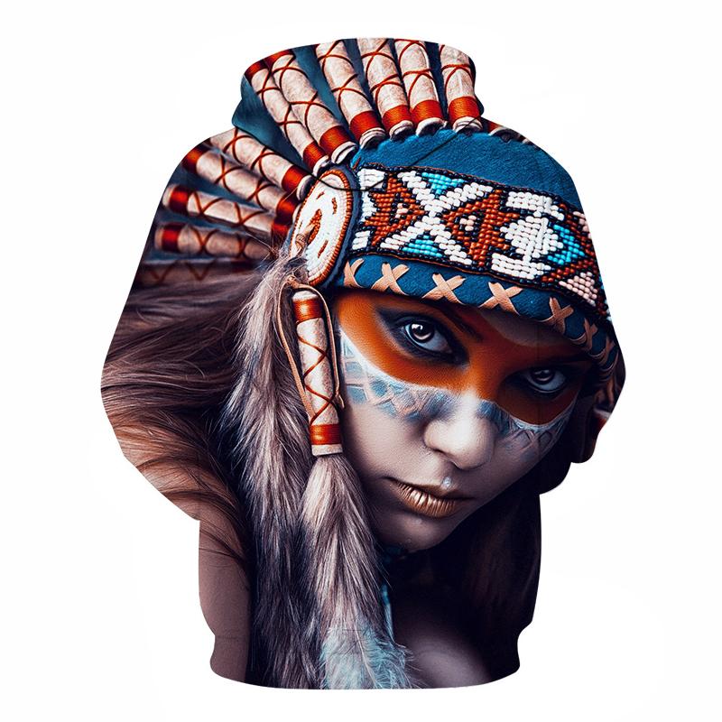Blue Red And Wine Native American Girl 3D Hoodie 1