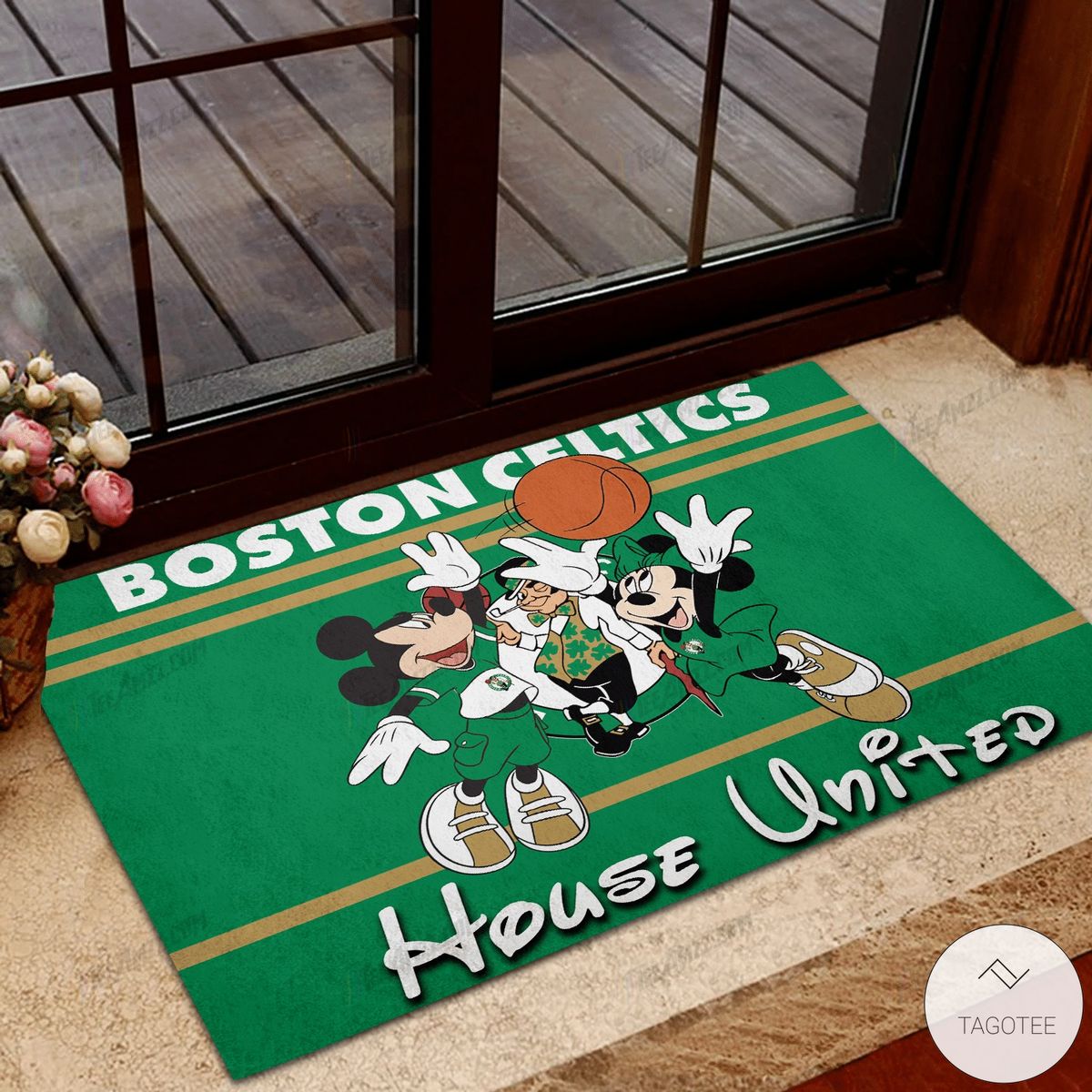 Boston Celtics House United Mickey Mouse And Minnie Mouse Doormat