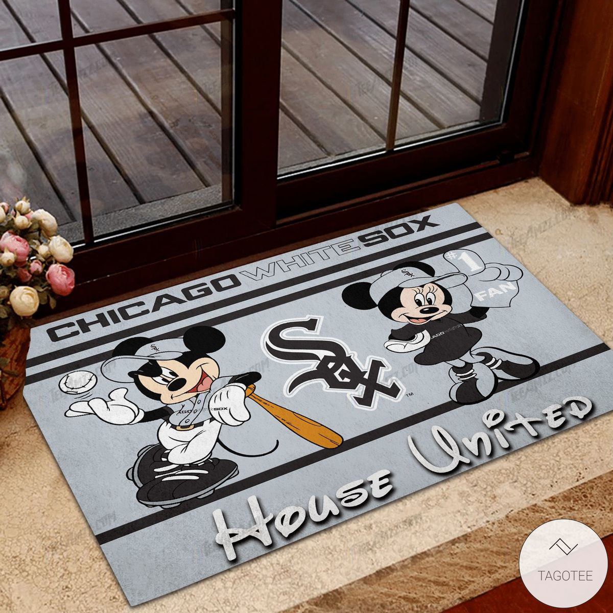Chicago White Sox House United Mickey Mouse And Minnie Mouse Doormat