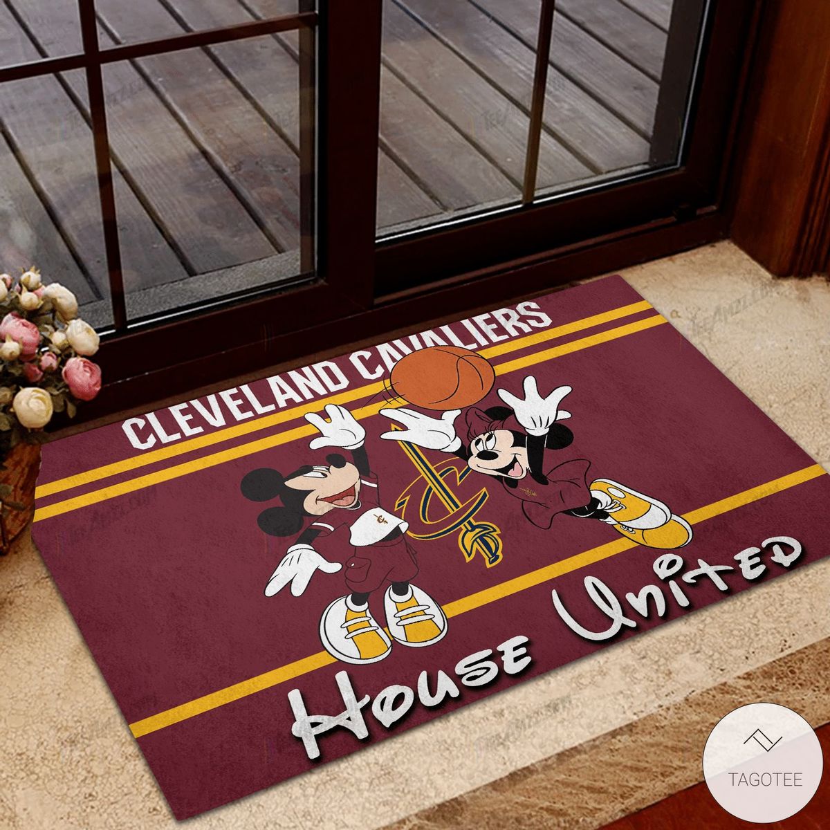 Cleveland Cavaliers House United Mickey Mouse And Minnie Mouse Doormat