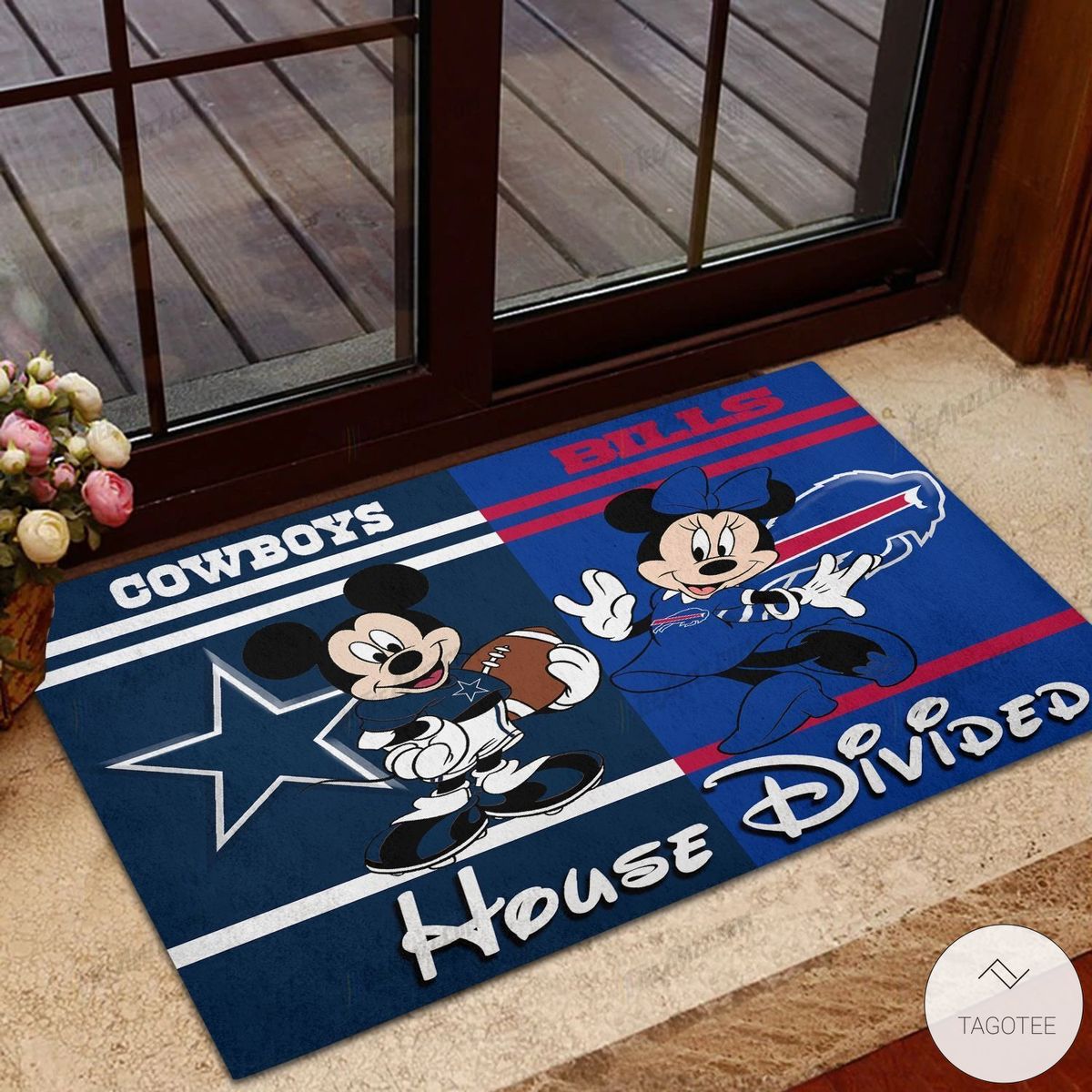 Cowboys House Divided Buffalo Bills Mickey Mouse And Minnie Mouse Doormat