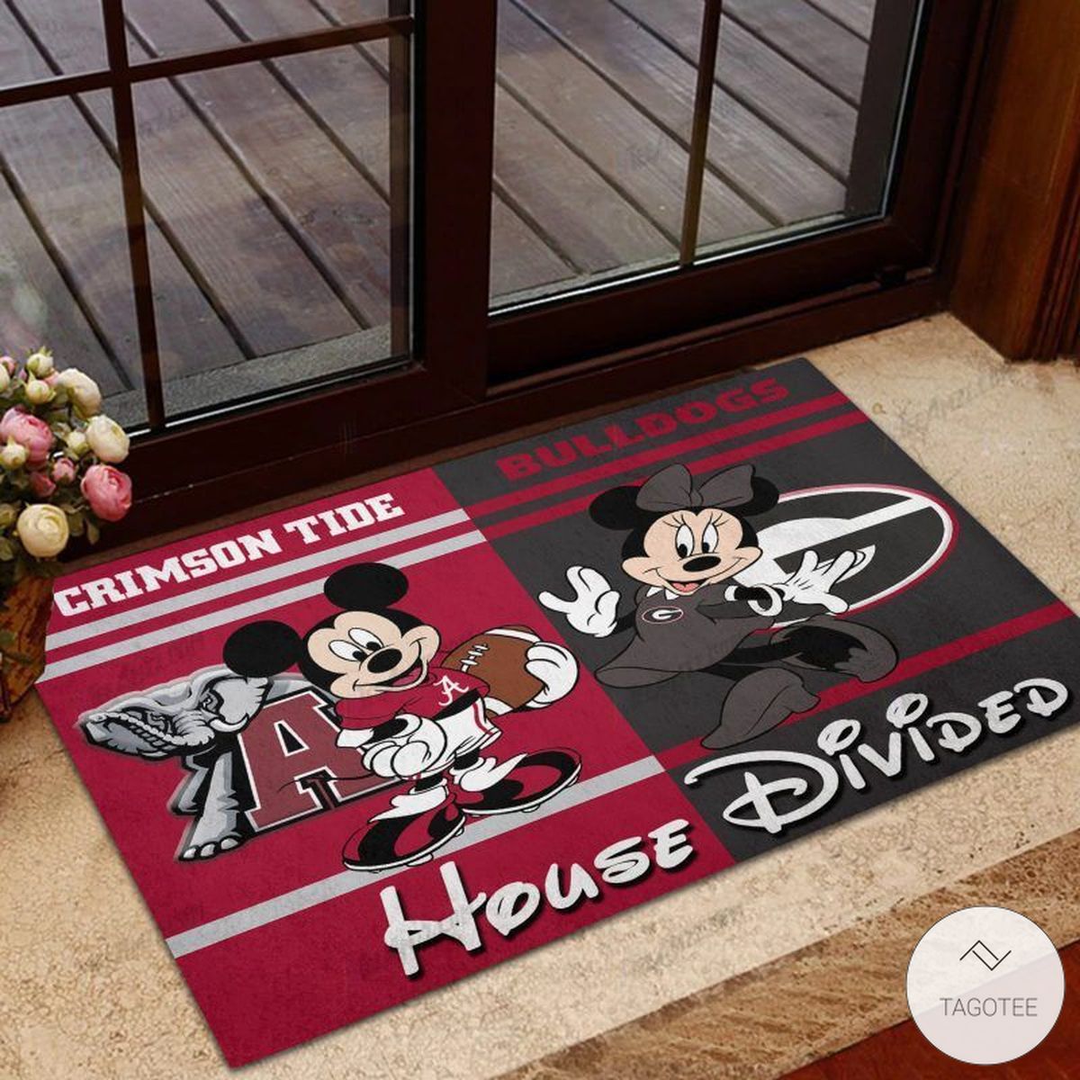 Crimson Tide House Divided Georgia Bulldogs Mickey Mouse And Minnie Mouse Doormat– TAGOTEE