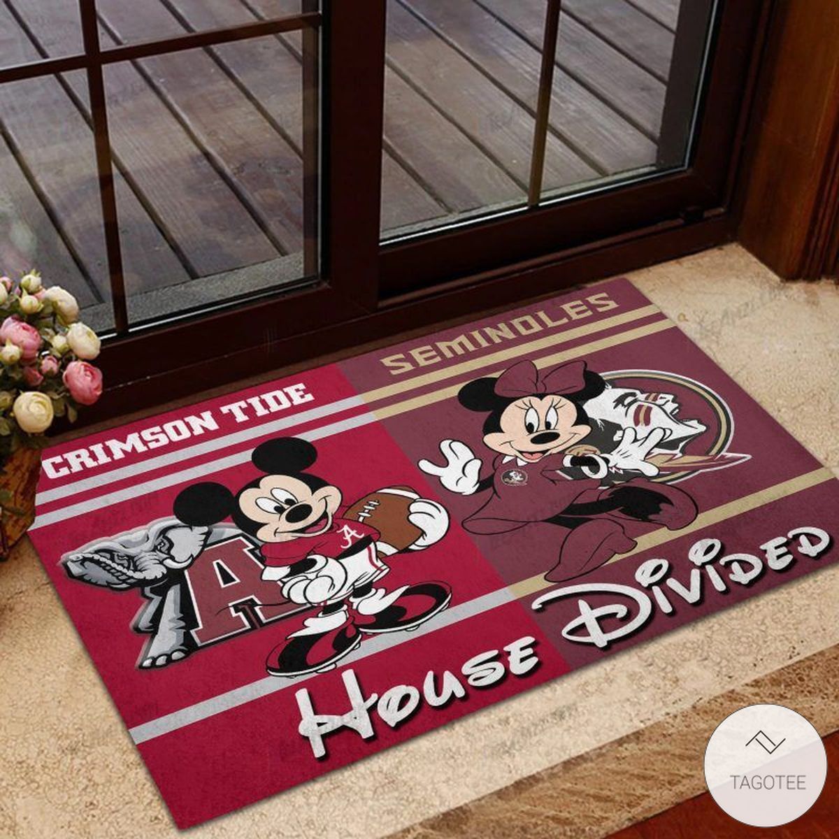 Crimson Tide House Divided Seminoles Mickey Mouse And Minnie Mouse Doormat