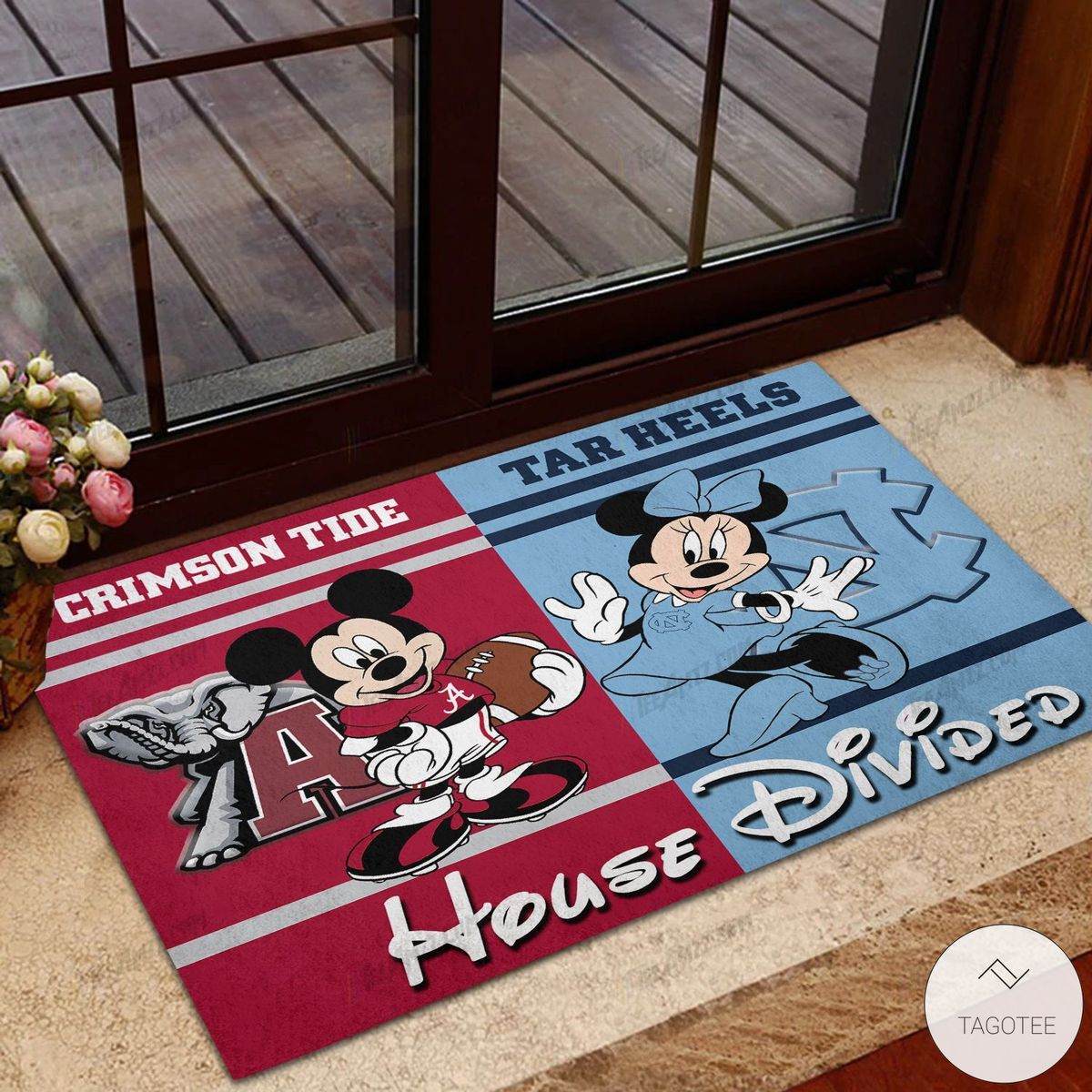 Crimson Tide House Divided Tar Heels Mickey Mouse And Minnie Mouse Doormat – TAGOTEE