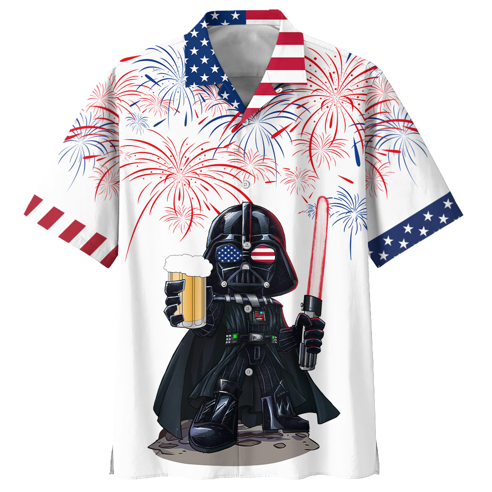 Darth vader american patriot beer hawaiian t shirt 1