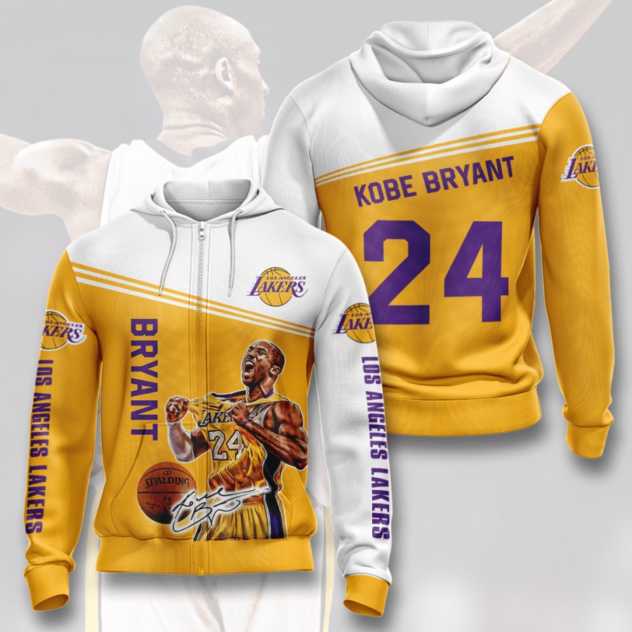 KB24 Kobe Bryant NBA Los Angeles Lakers 3D Zip up Hoodie