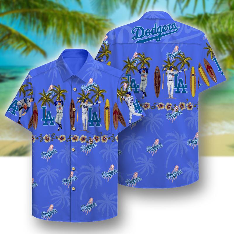 LA Dodgers Pattern Hawaiian Shirt1